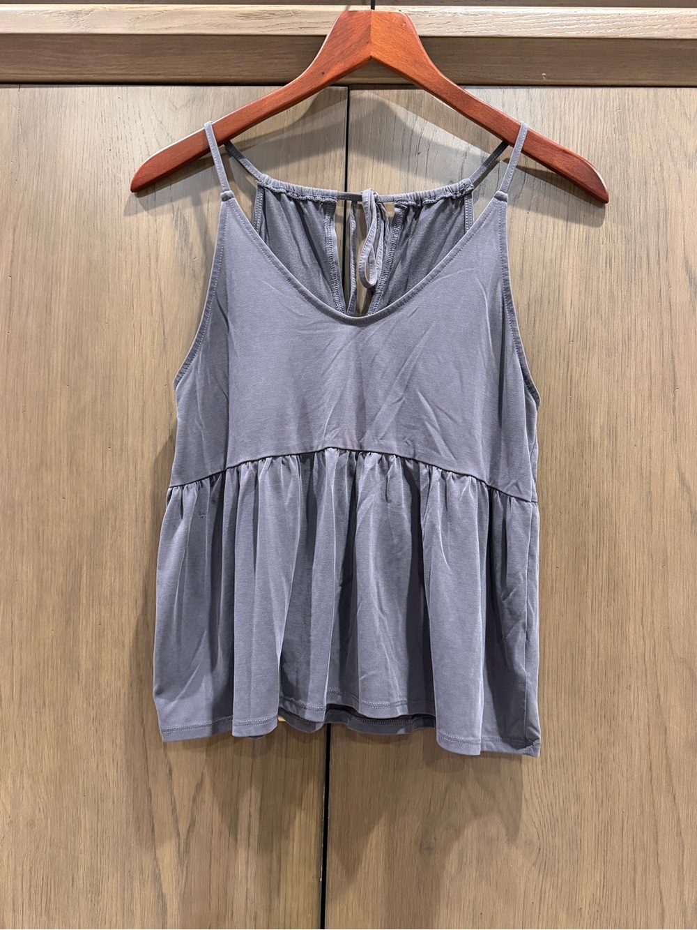 American Eagle Babydoll Tie-Back Tank Top Gray size Medium.